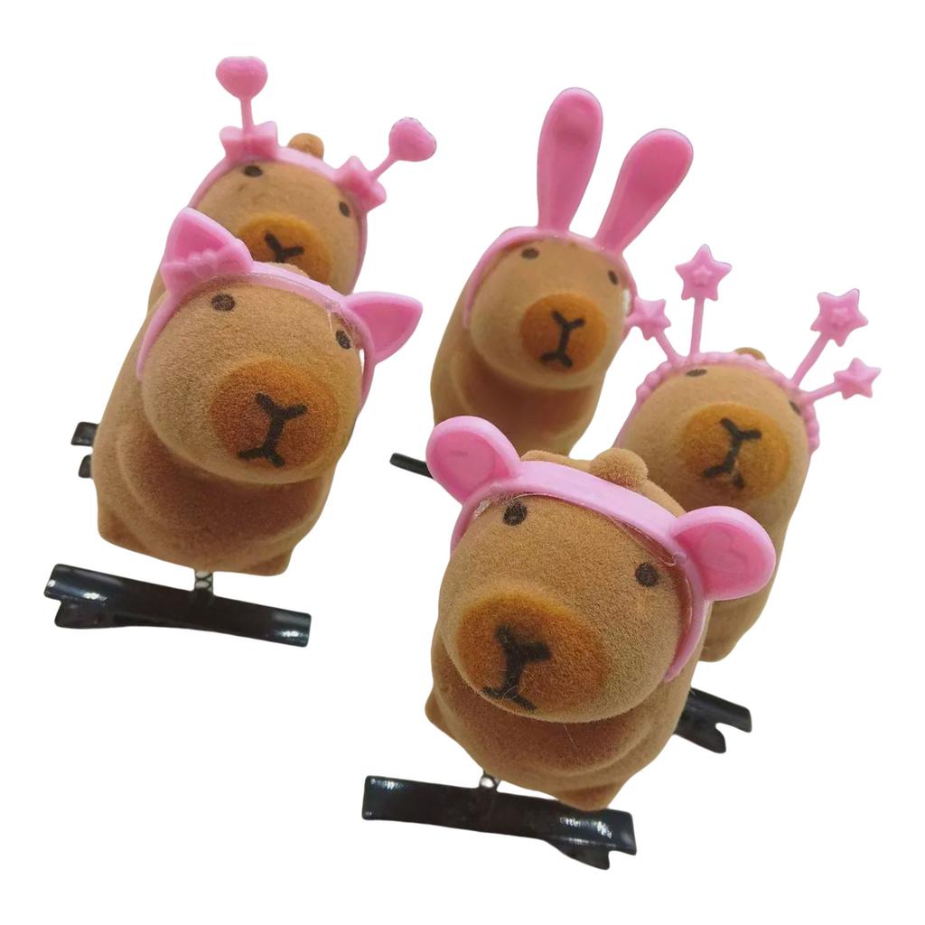 5er-Pack Cartoon 3D Capybara Plüsch-Haarnadeln Modische Tier-Haarspange Haar-Accessoires Geschenk für Mädchen und Frauen