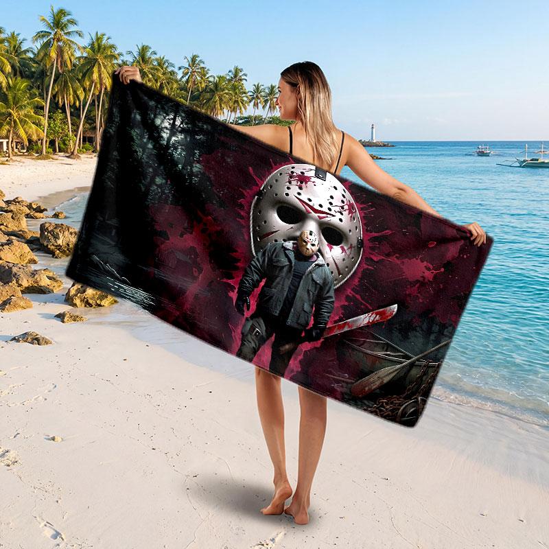 Large Beach TowelFriday the 13th Jason Voorhees Soft Absorbent Towel Beach Bath Home Use