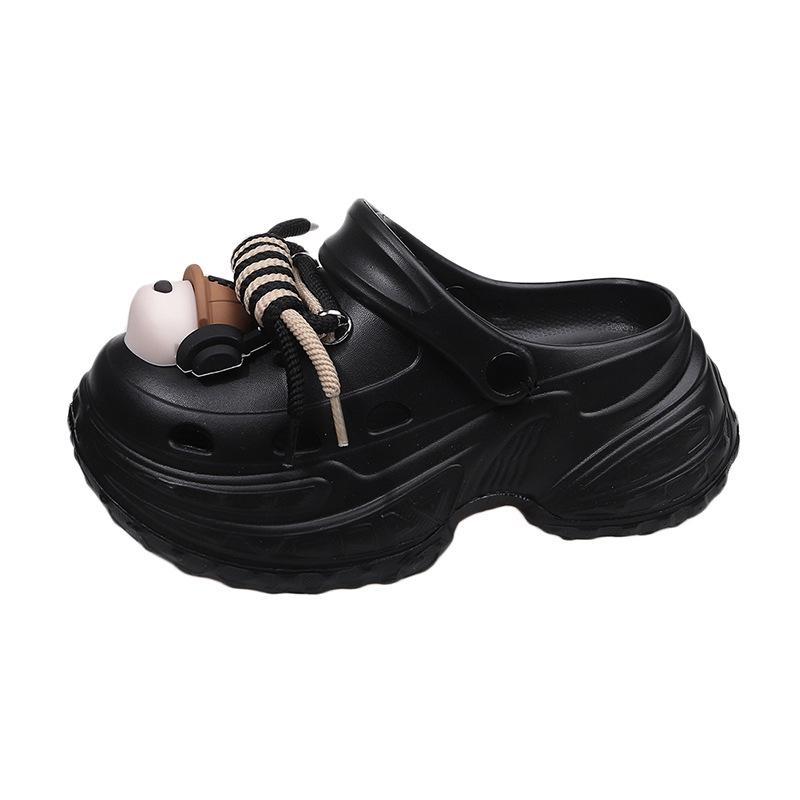 

2025 новые ремешки для наушников от интернет-знаменитостей, летние шлепанцы с отверстиями в виде собаки, женская модная платформа, универсальные пляжные сандалии, внешняя торговля 40 чёрный