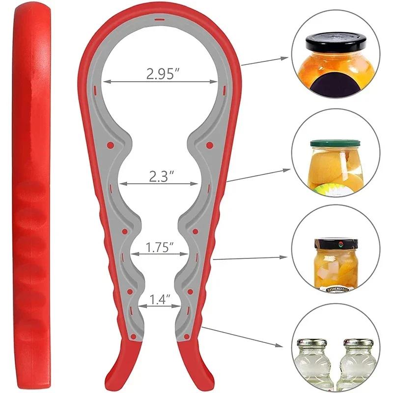 5-in-1 Jar Opener Multifunctional Non-slip Can Opener Bottle Opener Kit with Silicone Handle Kitchen Accessories Kitchen Gadgets