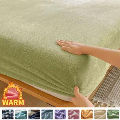 Cearșaf de flanel fin Iarnă caldă Coral Fleece Protector de saltea Husă de pat moale, respirabilă, care nu include fața de pernă