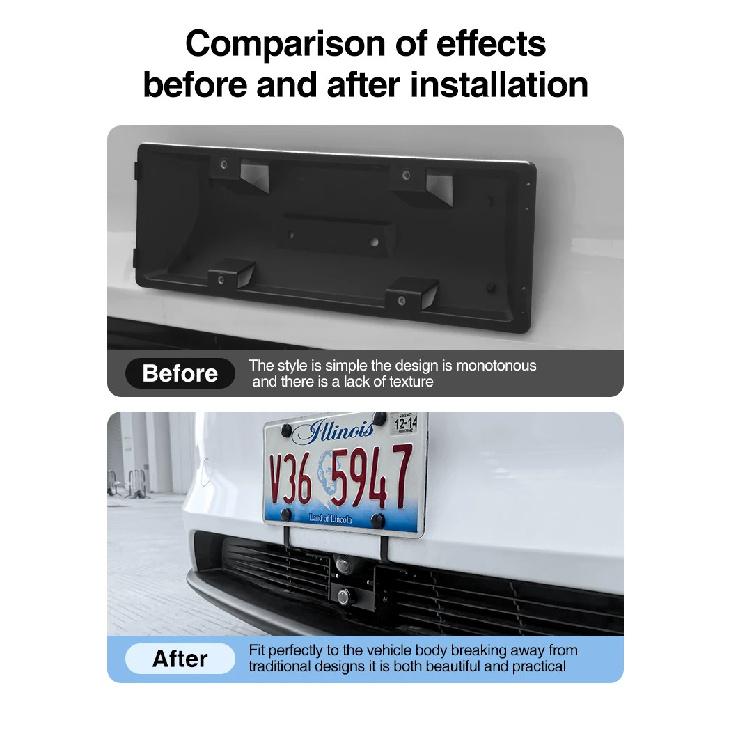 Fit For Tesla Model Y Juniper Model 3 Highland 2025 Diamond Free Front License Plate Holder Adhesive Free License Plate Holder