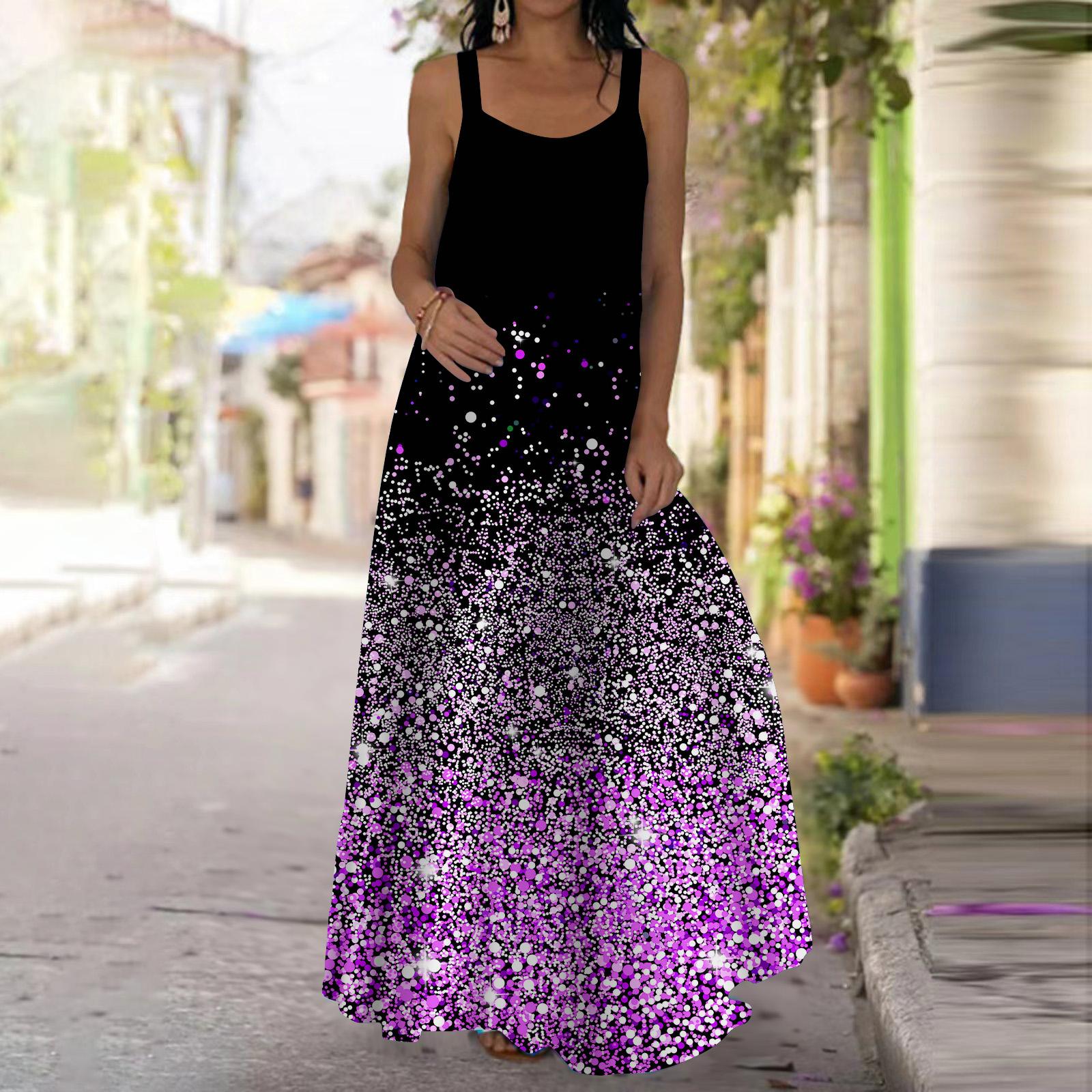 Женское платье-комбинация Длинное платье макси Платье с принтом в горошек Весна и лето — фото 5