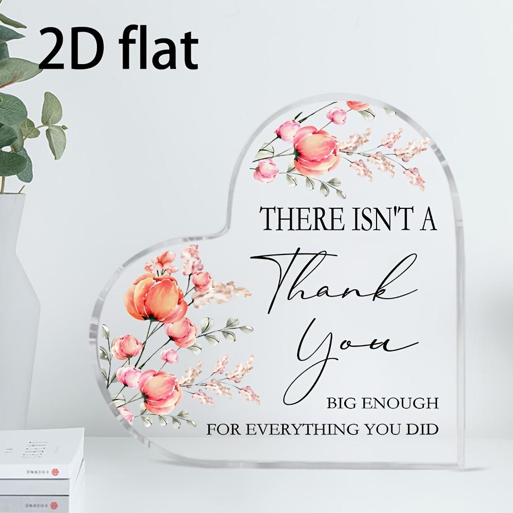 2D Flat 1pc Collectible Figurines | Acrylic Heart Appreciation Keepsake Gifts for Women Men, Female Teacher Colleague Boss Volunteer Nurse Doctor Mana