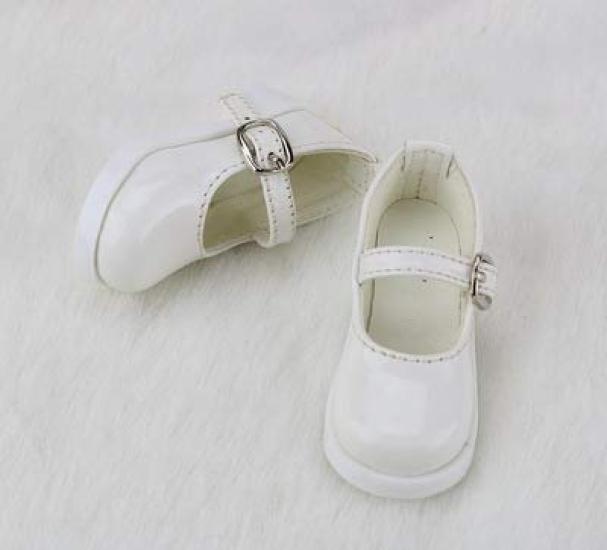 Sunny Step Doll Scale Doll Strap Lolita Enamel Shoes, White, 1/4 Shoes, Black, (White, 1/4 Scale)