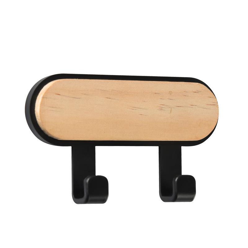 Wooden Wall-Mounted Storage Rack Self-Adhesive Key Holder Hanger Organizer Hooks