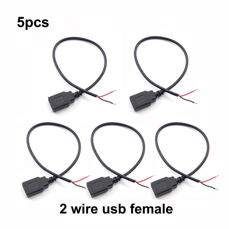 5 шт./лот, 2-контактный/4-контактный USB 2,0, кабель питания, женский и мужской провод, разъем для зарядки, удлинитель, провод, 5 В, 30 см