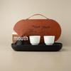 Sheep Fat Jade Portable Ceramic Tea Set - One Pot, Two Cups, Travel-Friendly Souvenir.