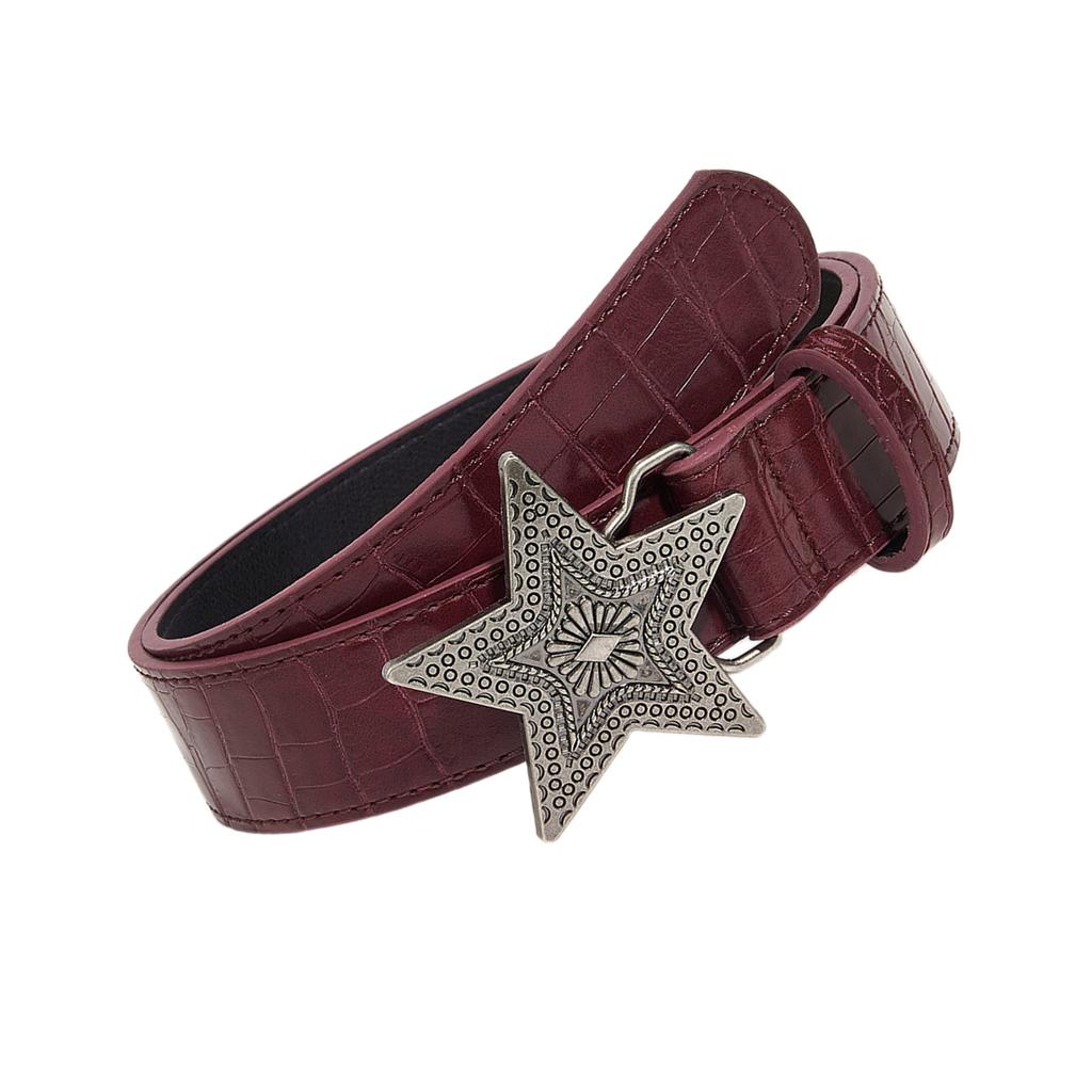 Engraved Waist Belt Punk Chain for Cowboy Cowgirl Carved Star Buckle Retro Star Buckle Waist Chain Sexy Belt