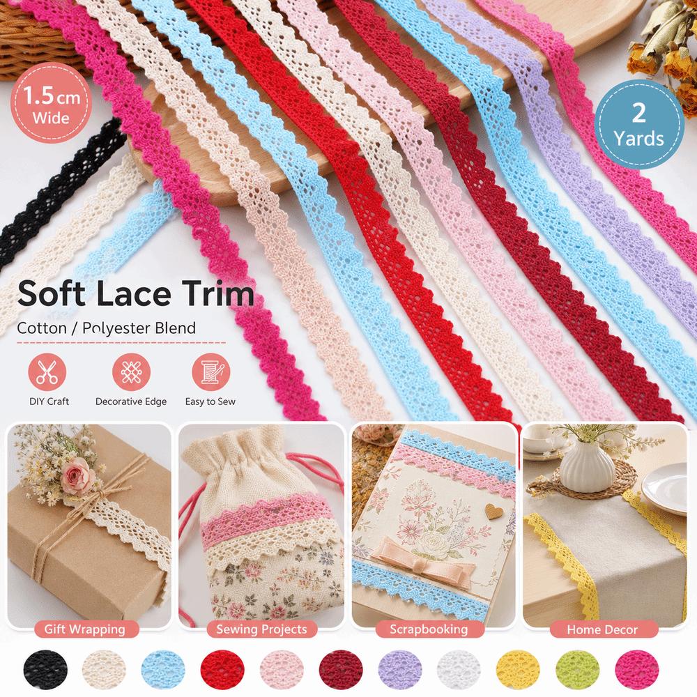 Cotton Flower Lace Trim 2 Yards Length DIY Craft Lace New Lace Ribbon Tape Handicrafts Decoration