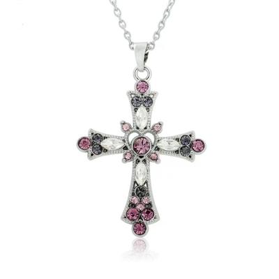 Frauen-Kreuz-Anhänger-Halskette, böhmische Kristallfarbe, Kreuz-Anhänger, Schlüsselbein-Halskette