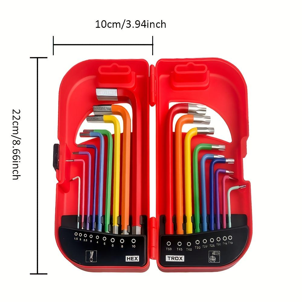 Colorful Ball End Hex Key Wrench Set, L-Shaped Extended Long Reach Hex Wrench Kit with Storage Box, Multi-Size Durable Tool красный