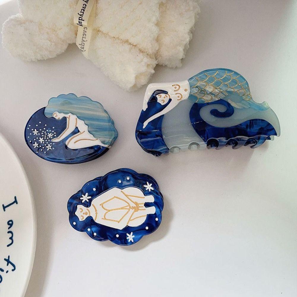 Ocean Mermaid Hair Claw Clips Funny Women Accessories Cute Acetate Shark Hairpin Jewelry Gift