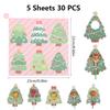 30pcs Christmas Tree Lollipop Cards Multi Type Tree Candy Holder For Navidad Party Sweets Packagings Supplies Kids DIY Gifts