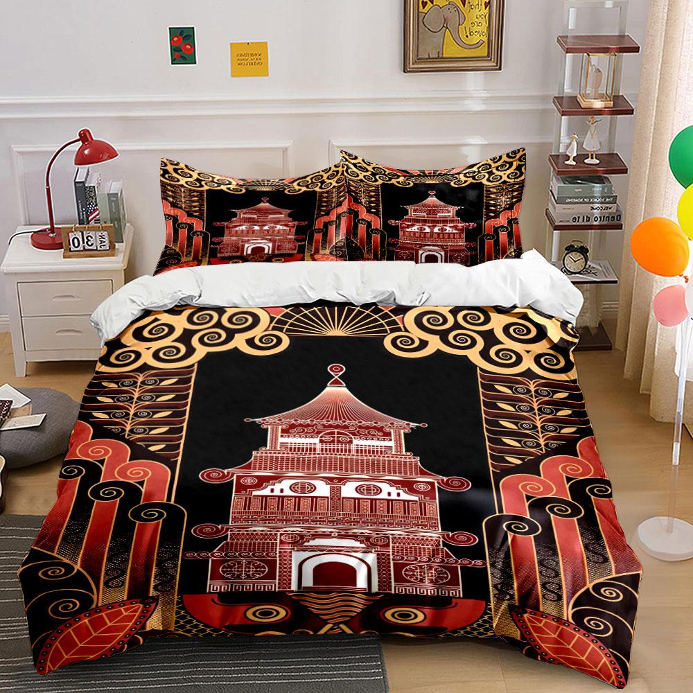 

Pagoda and swirl motifs. Bedding sets Duvet cover sets Duvet covers Pillowcases(1 * Duvet Cover 2 * Pillowcases, without duvet insert) 135x200cm