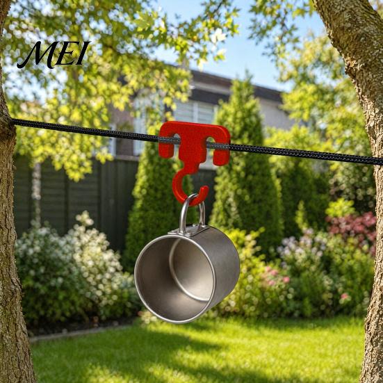 Quick Install Rope Hanger Tent Hook, Multifunction Outdoor Camping Secure Fit Storage Hook Durable Hiking Accessories, for Ropes Clotheslines Canopy