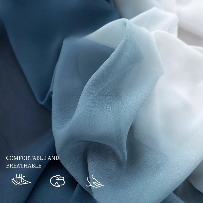 Wide 147cm 150D Gradient Chiffon Fabric Drape Skirt Fabric Semi-transparent Fabrics Stage Costumes DIY Ancient-style Dress Hanfu