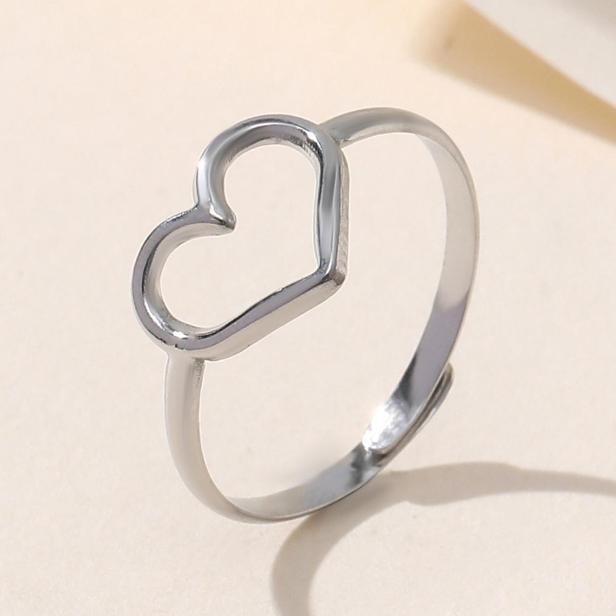 Adjustable Heart-Shaped Sweet Fairy Style Stainless Steel Ring