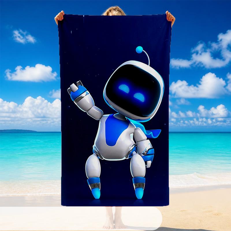 Quick Dry Beach Towel Astro Bot Pattern, Lightweight Absorbent Towel for Pool Beach Vacation Use