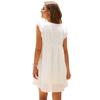 Solid Color V-neck Hollow out Dress Women Solid V-neck Hollow Loose Dress