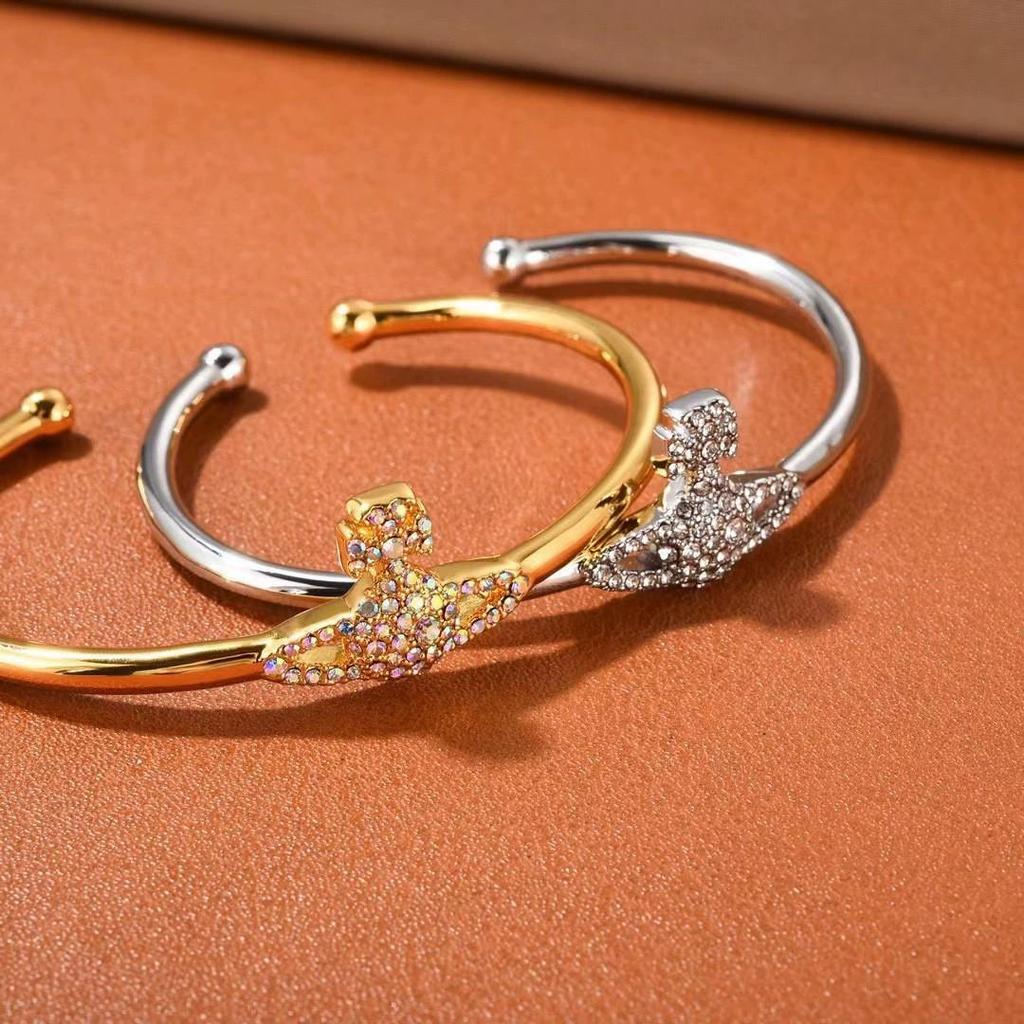 Westwood Saturn Diamond Classic Open Bangle Adjustable Versatile Jewelry for Women