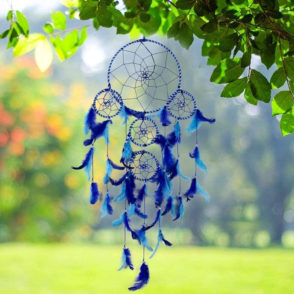 Dream Catcher Traditional Indian Dreamcatcher Wall Art for Bedrooms, Home Wall, Hanging Design, Height (Blue),Metal