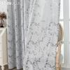 1PC LOZUJOJU Vintage Rural Style Jacquard Curtains, Gray Rattan Vine Branch Leaf Sheer Curtain for Bedroom Living Room Home Decor