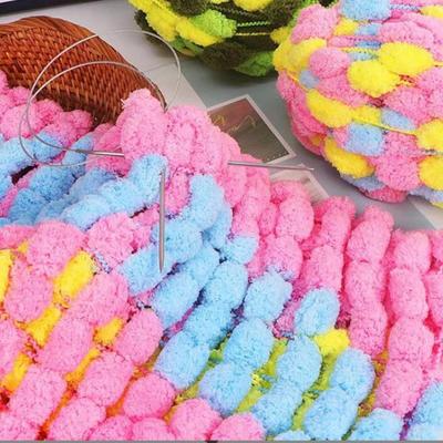 Pompom Chunky Yarn Crocheting Arm Knitting Hand Knit 4 Rolls Giant Yarn Jumbo Yarn for DIY Rug Making Scarf Pet Bed Handcraft