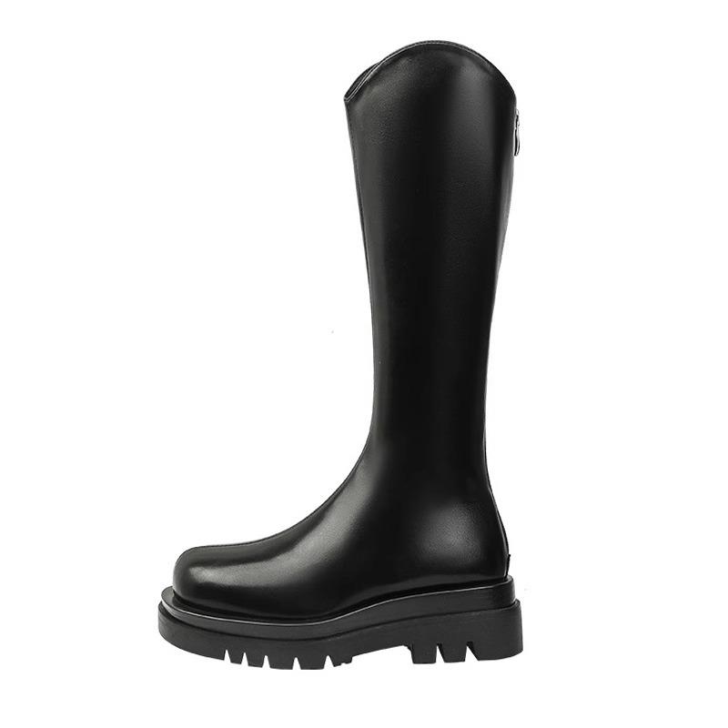 Martin boots women's boots new spring and autumn single boots velvet medium boots high boots knight boots small boots