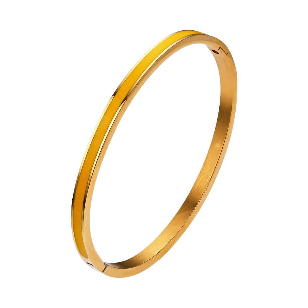 

Золотая эпоксидная эмаль Женский браслет из титановой стали, 4 мм узкий браслет-застежка