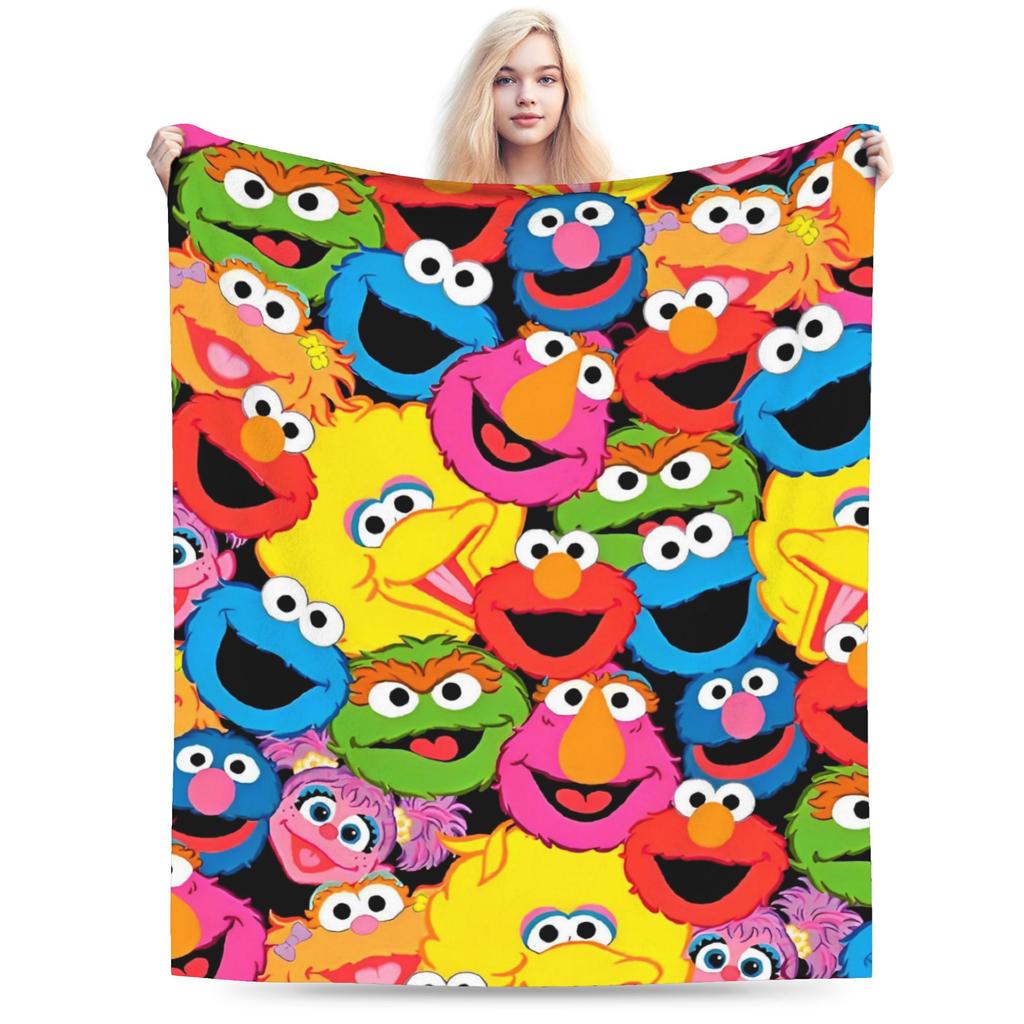 Cookie Monsters Cartoon  Blanket Fleece Decoration Sesame Street SesameStreet Soft Throw Blanket for Sofa Car Plush Thin Quilt