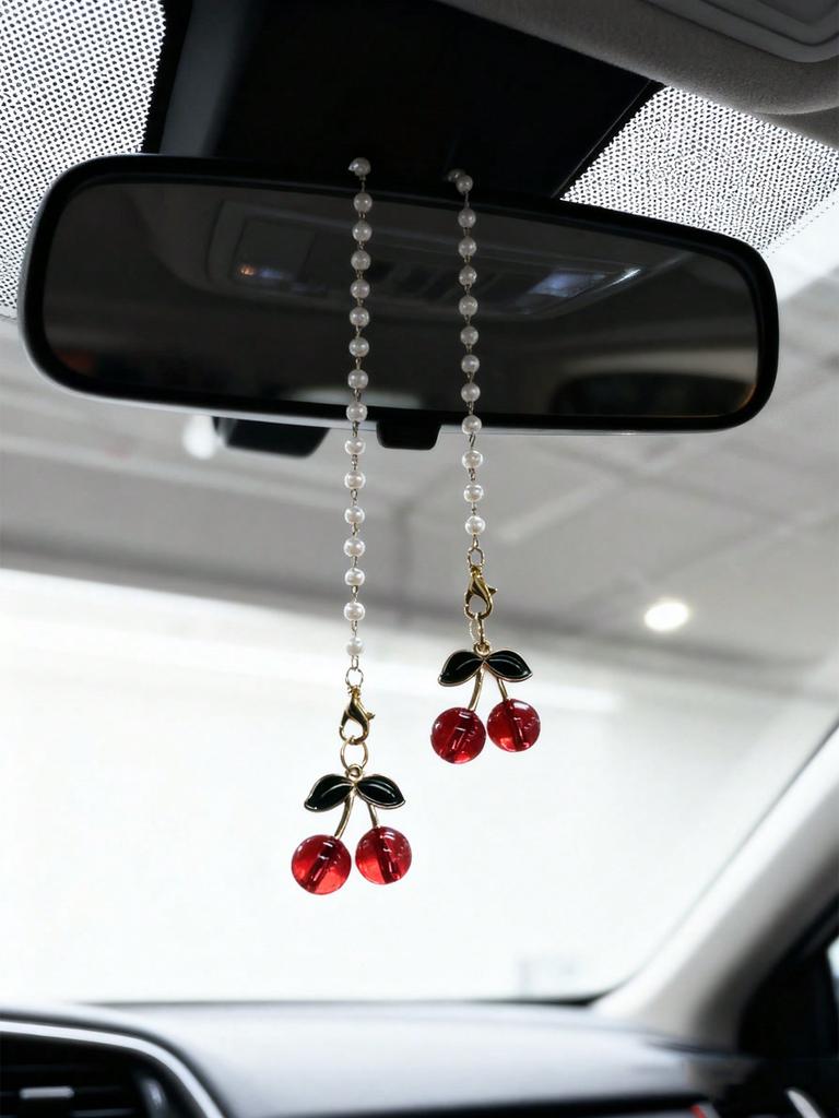 Cherry Blossom Car Rearview Mirror Hanging Decor, Car Interior Pendant