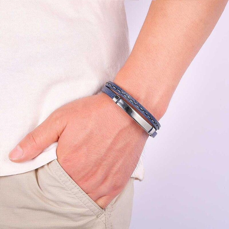 MultiLayer Combination Accessory Stainless Steel Men's Leather Bracelet Fashion Man Jewelry HipHop Rock Jewelry