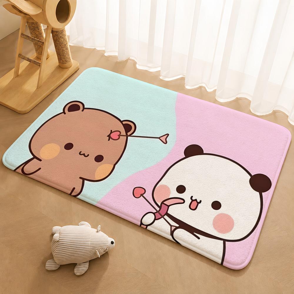 Kwai Anime Yier Bubu Floor Mat Floor Mat Soft Flannel Non-Slip Door Rug for Living Room