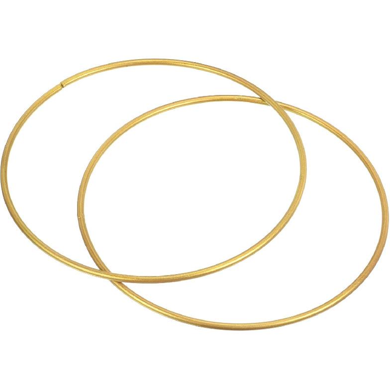 PATIKIL 7 Inch Round Metal Floral Hoop, 2 Pcs Plated Wreath Frame Macrame Ring, for Wedding Geometric Decor Party Wall Hanging, Gold Tone