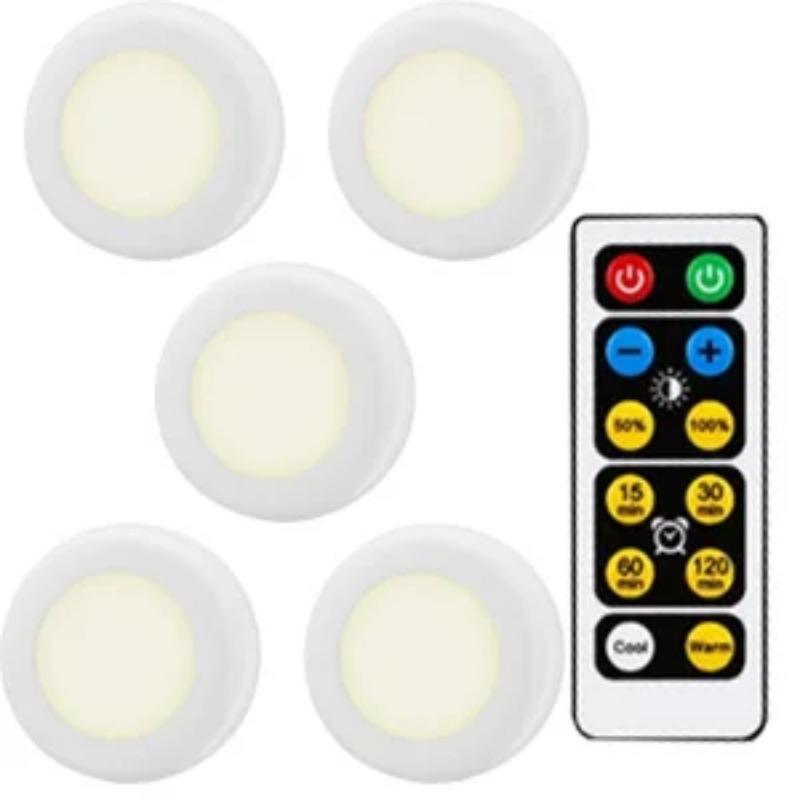 LED 1-6pcs Under Cabinet Light 3 Colors Dimmable Night Light with Remote Control Battery Powered Bedroom Lamp Wardrobe Lights