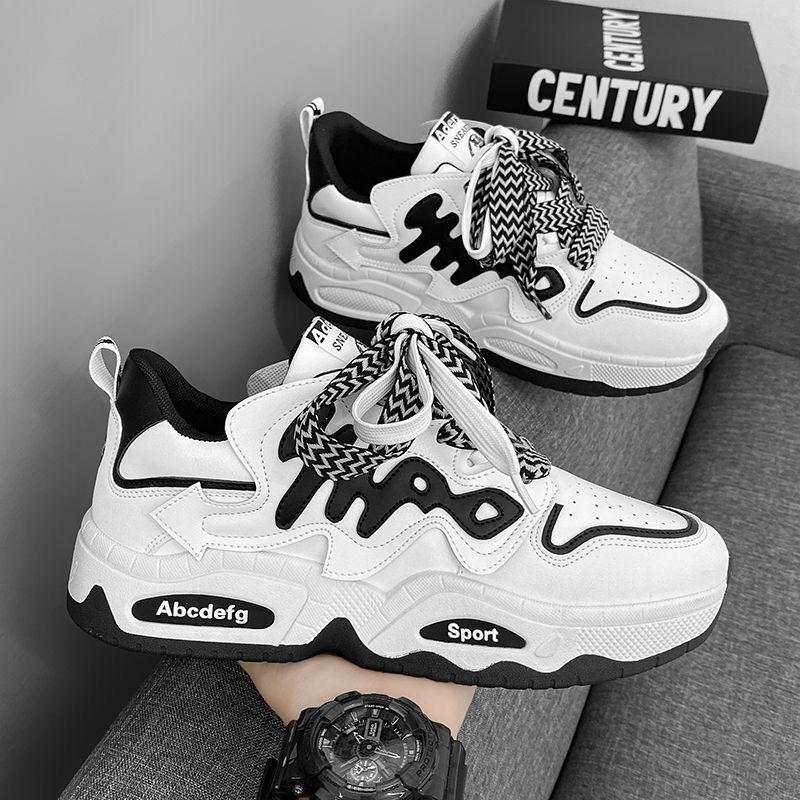 Shoes men's spring new trendy versatile breathable little white shoes platform sports casual running shoes men's