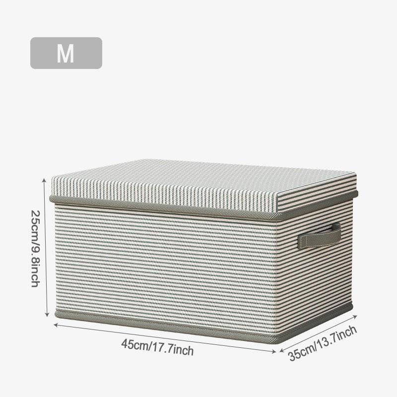 Non Woven Fabric Lid Zipper Striped Clothes Storage Box Multifunction Household Finishing Artifact Toy Storage Box Basket