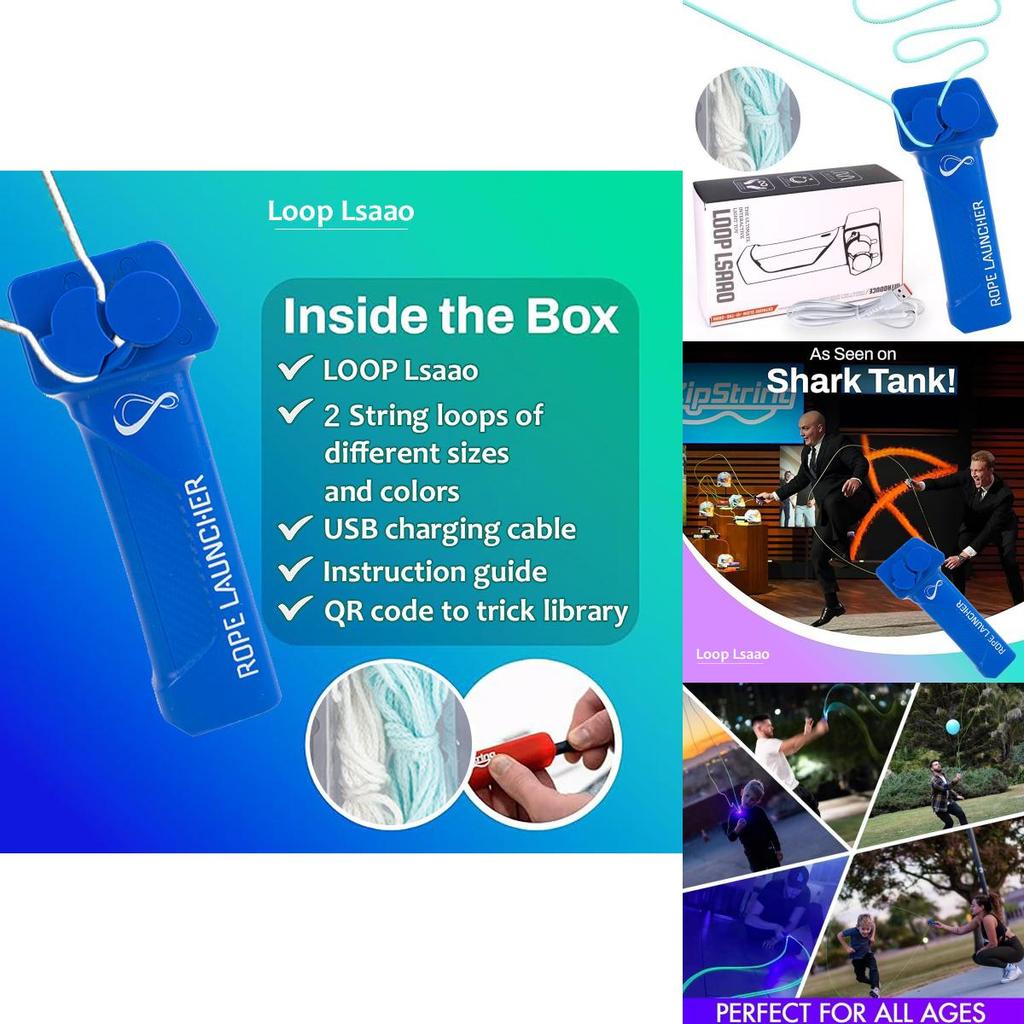 Colorful Led Zipstring Toy Plastic Handheld Adjustable Speed Looplasso Rope Launcher