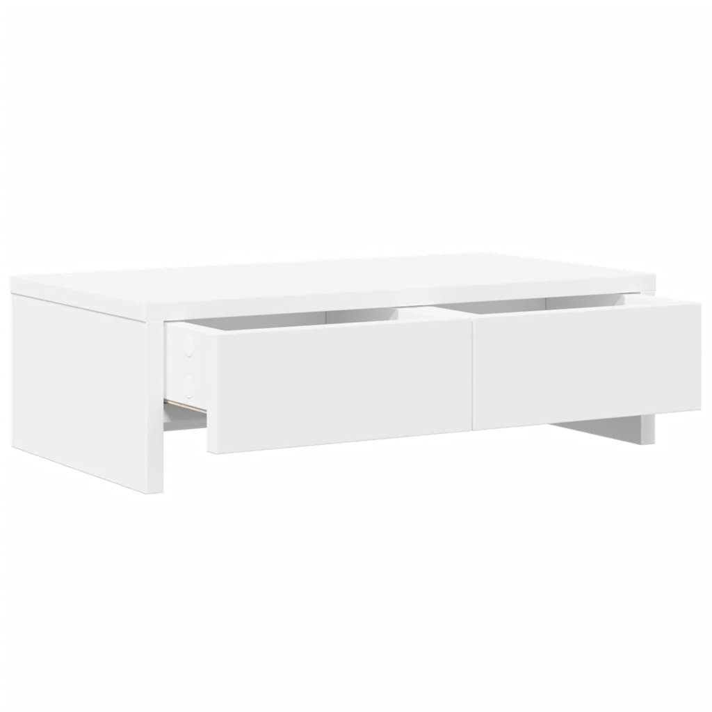 Dual Monitor Stand with Drawers White 50 X 27 X 15 Cm Particleboard