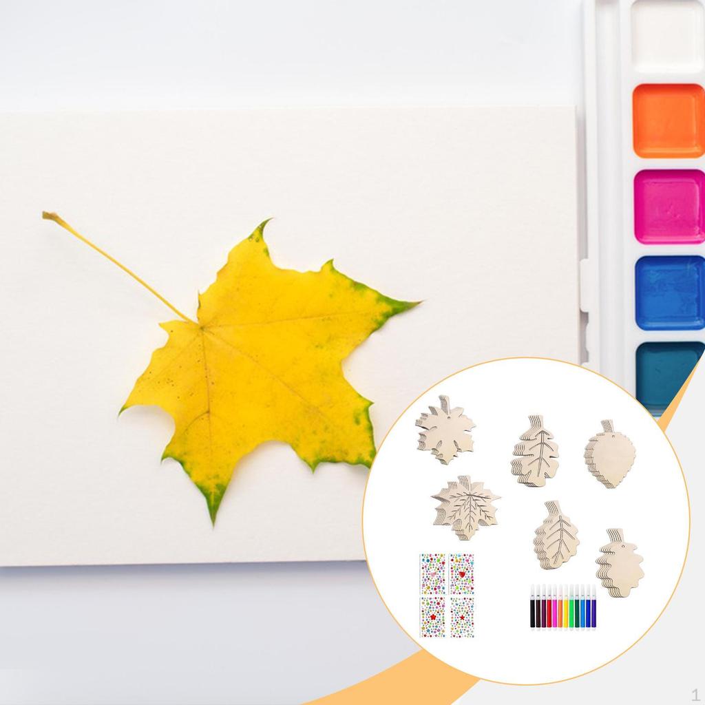 36 Pieces Thanksgiving Hanging Autumn Tree Ornaments Wood Maple Leaf Decoration Farmhouse