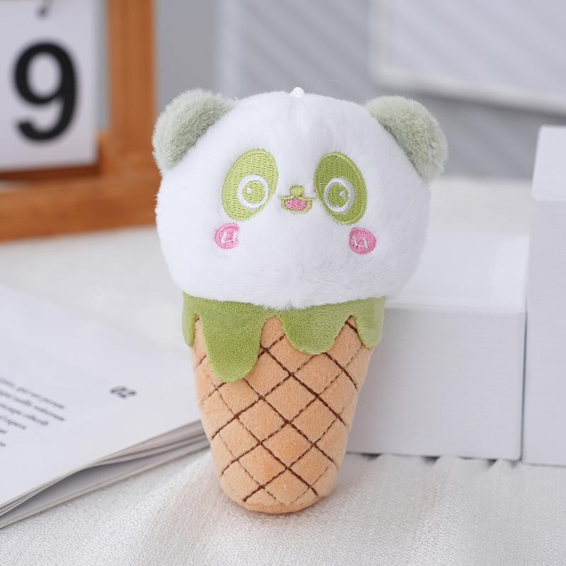 

Panda Plush Sweet With Ice Cream Cone Keychain Filled With Pp Cotton Soft Huggable And зелёный