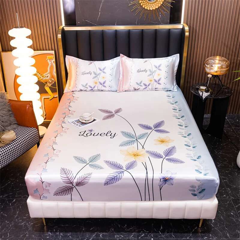 Ice Cooling Fitted Sheet - Cartoon Printed Funda De Colchón For Queen/King Beds, Smooth Kids Bed Protector (No Pillowcase)