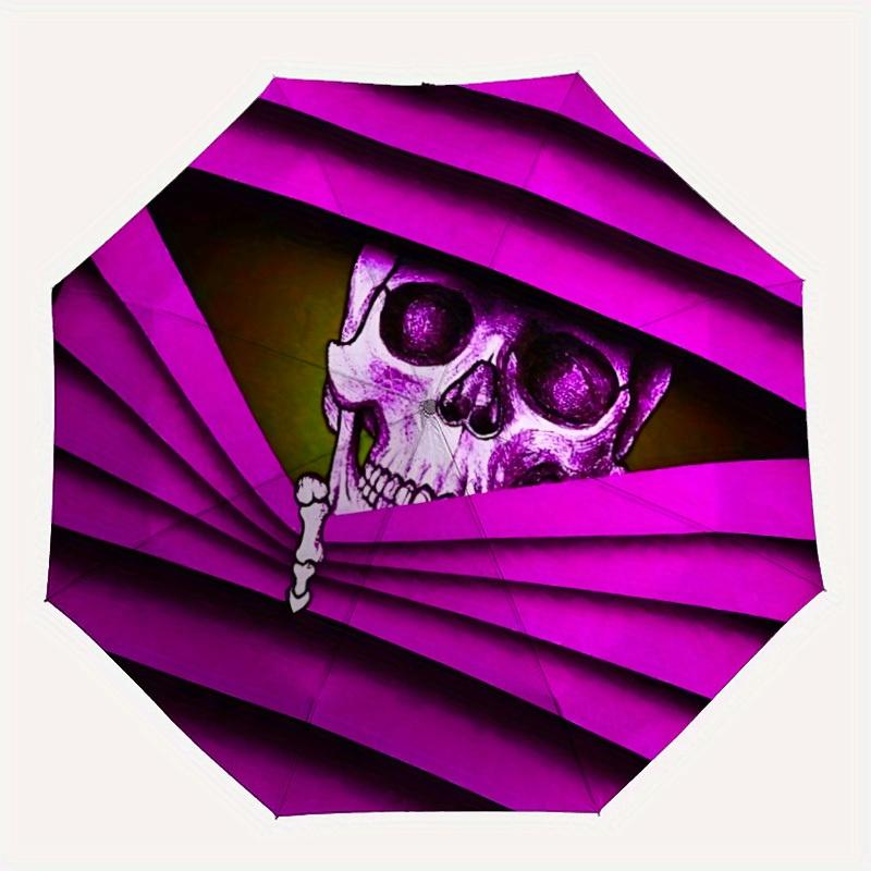 

1pc Skull Print Automatic Opening/closing Umbrella with Auto Open/Close, Windproof, Foldable Sunshade yy250811115