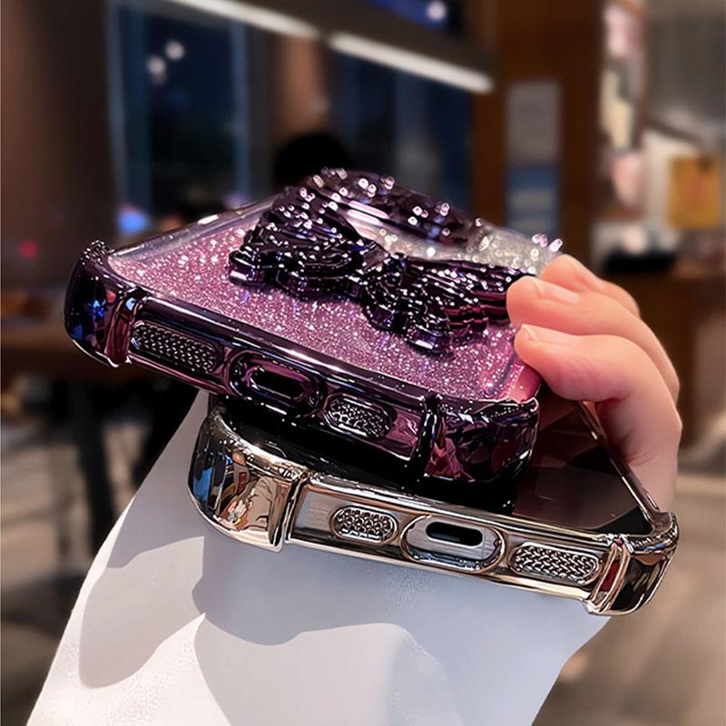 3D Holder Glitter Case For Samsung Galaxy A56 A36 A26 S25 Edge S24 FE S23 S22 Plus S21 S20 Ultra Shockproof Back Cover