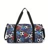 Football Pattern Large Capacity Luggage Bag for Boy/Girl Best Gift 2D Cartoon Travel Duffels Outdoor Fitness Bag for Children