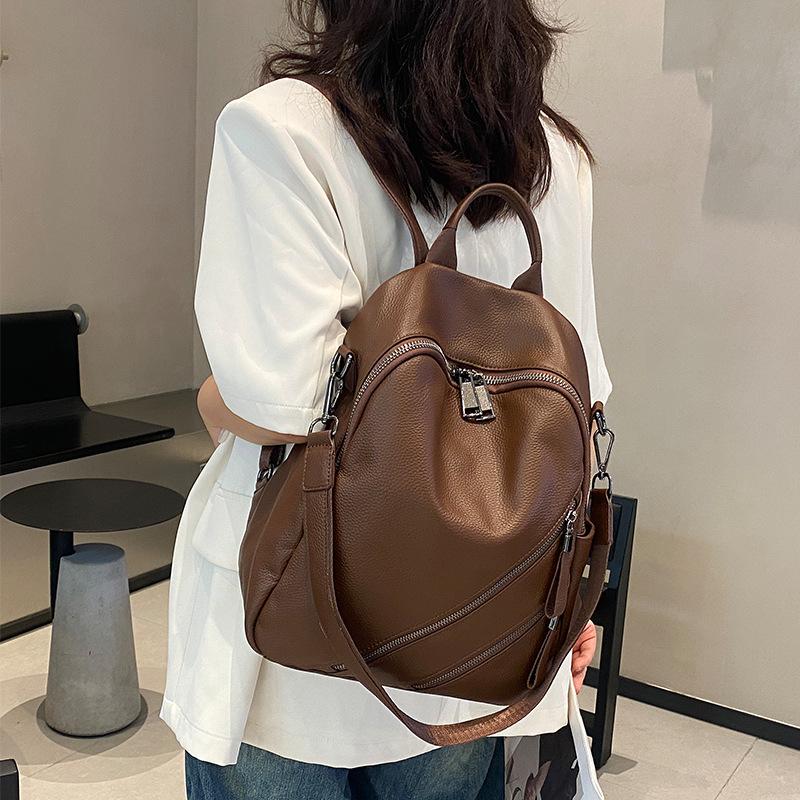 Коричневый/Серый/Черный/Синий кожаный рюкзак - Большой туристический рюкзак коричневый