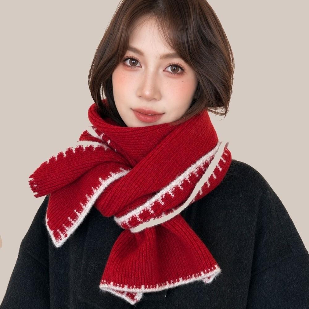 Wool Winter Scarf Thicken Plush Neckerchief Simple Knitted Scarfs Girls