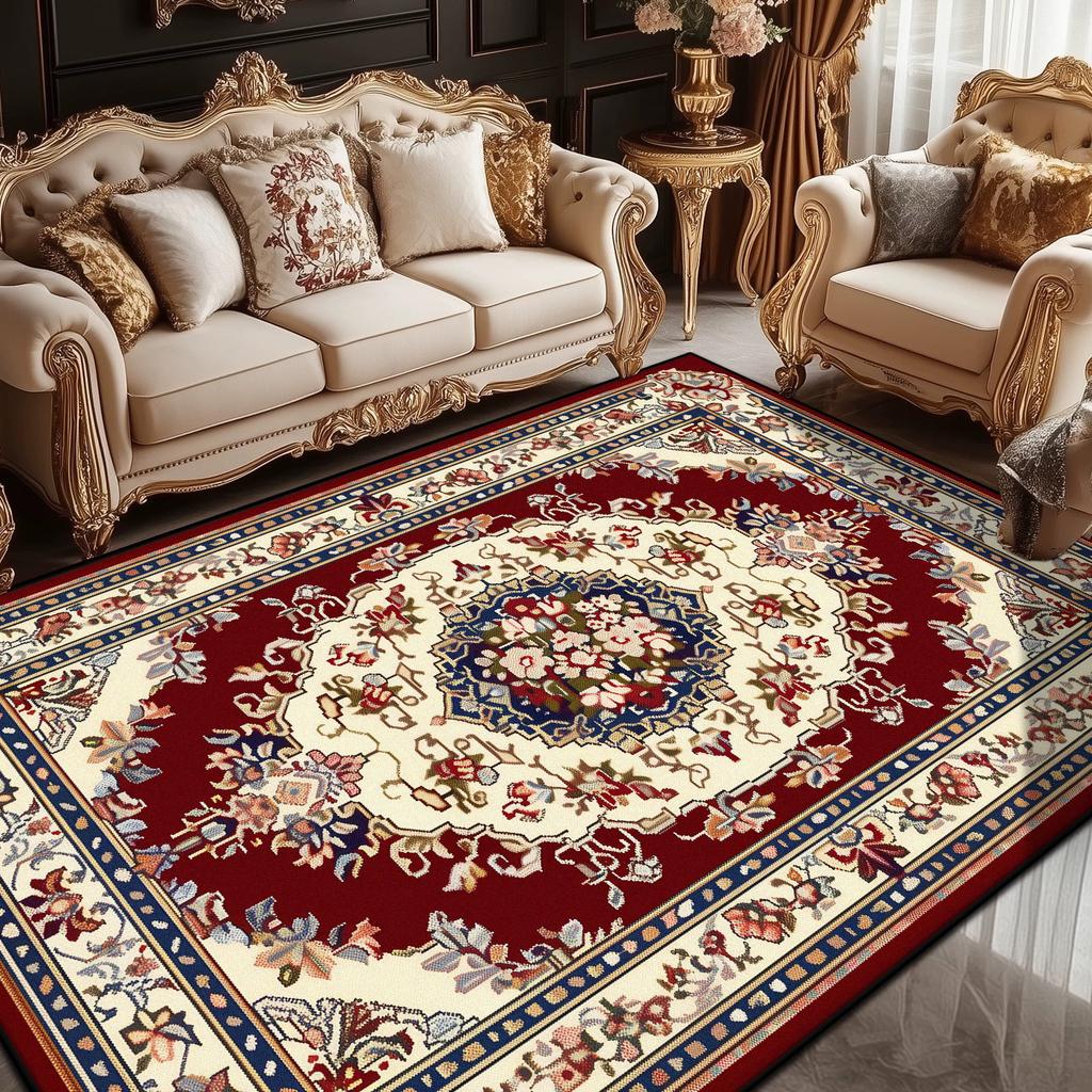 European Style Luxury Living Room Carpet Persian Home Decor Bedroom Bedside Soft Floor Mat Lounge Coffee Tables Non-slip Rug