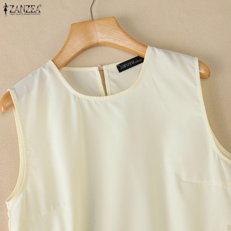 ZANZEA Women Summer Casual Round Neck Sleeveless Tank Tops